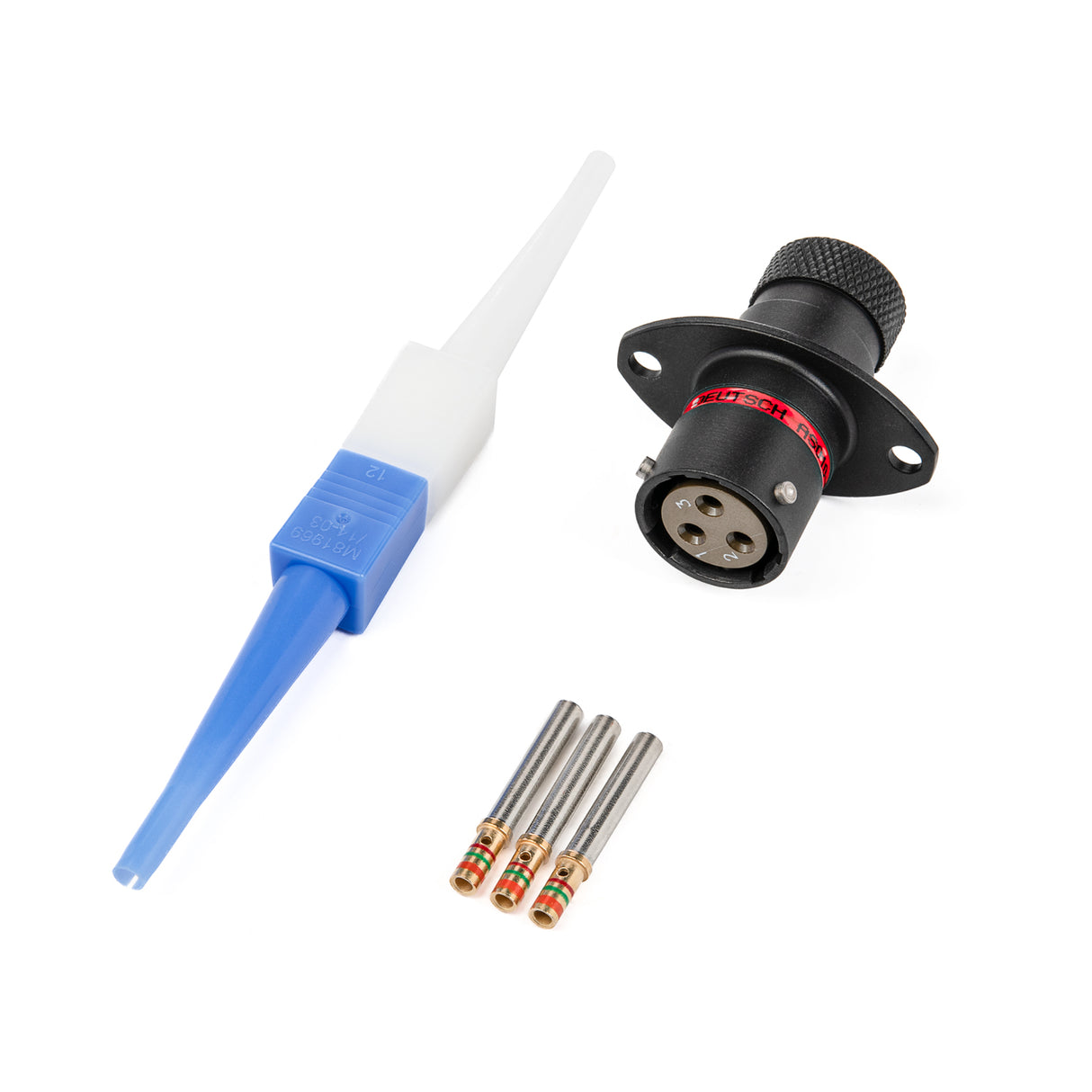 AS010-03SN - AS Series - Receptacle Kit, 3 Cavity, Size 16 Socket, 14-20 AWG, Flange, Red