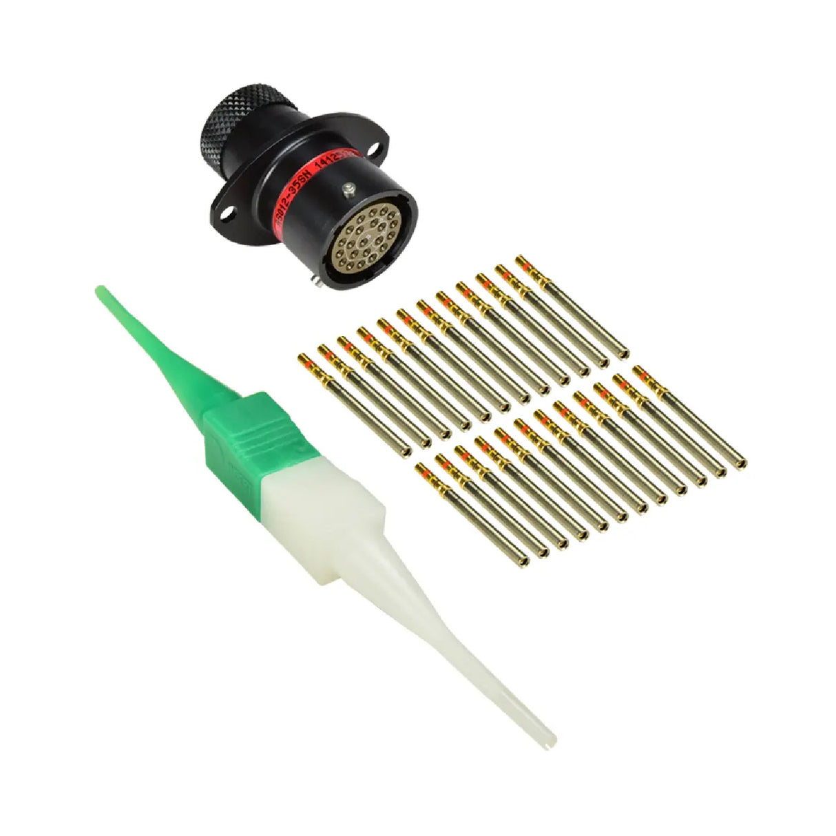 AS012-35SN - AS Series - Receptacle Kit - Shell Size 12, 22 Cavity, Size 22 Socket, 22-26 AWG, Flange, Red