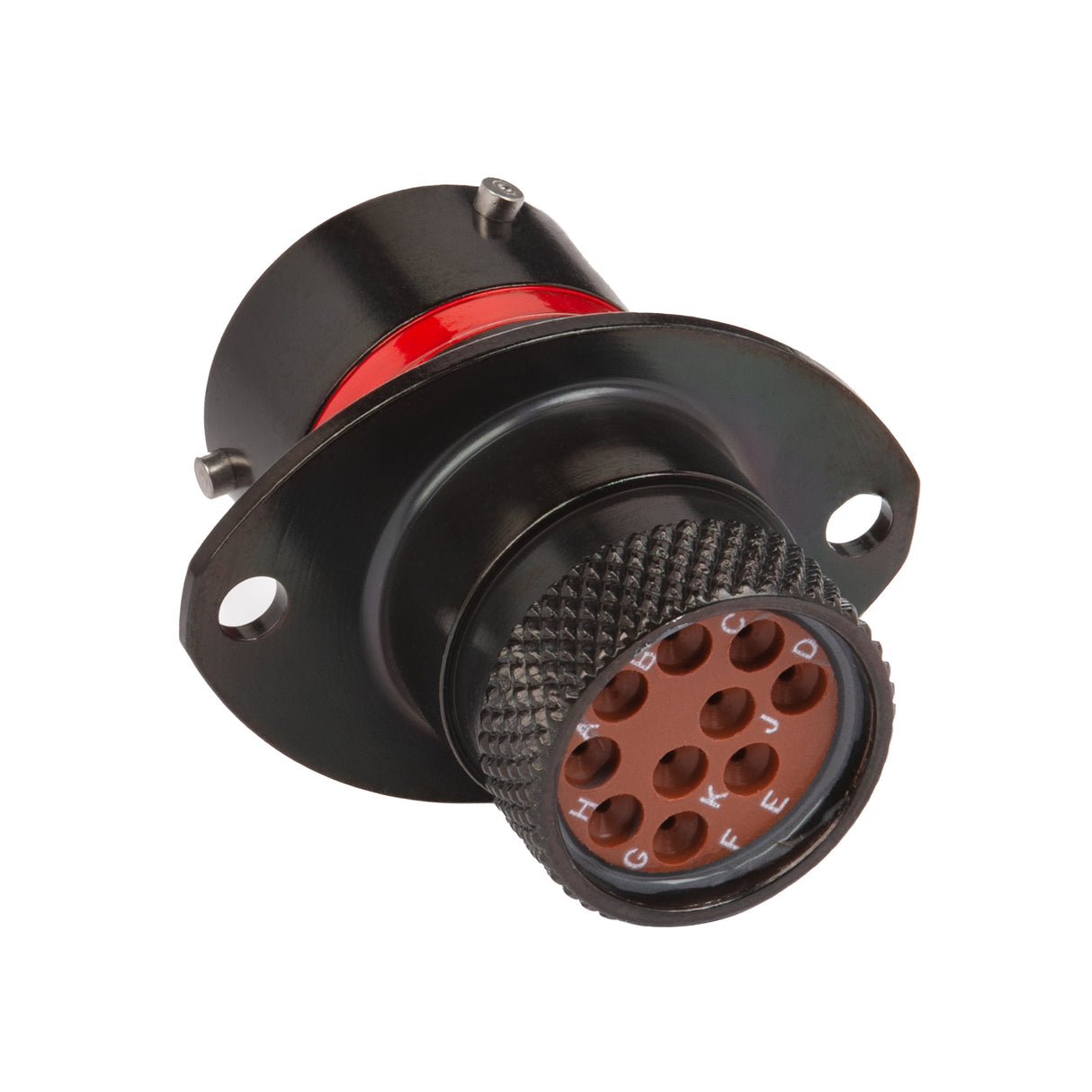 AS012-98SN - AS Series - Receptacle - Shell Size 12, 10 Cavity, Size 20 Sockets, 18-24 AWG, Flange, Red