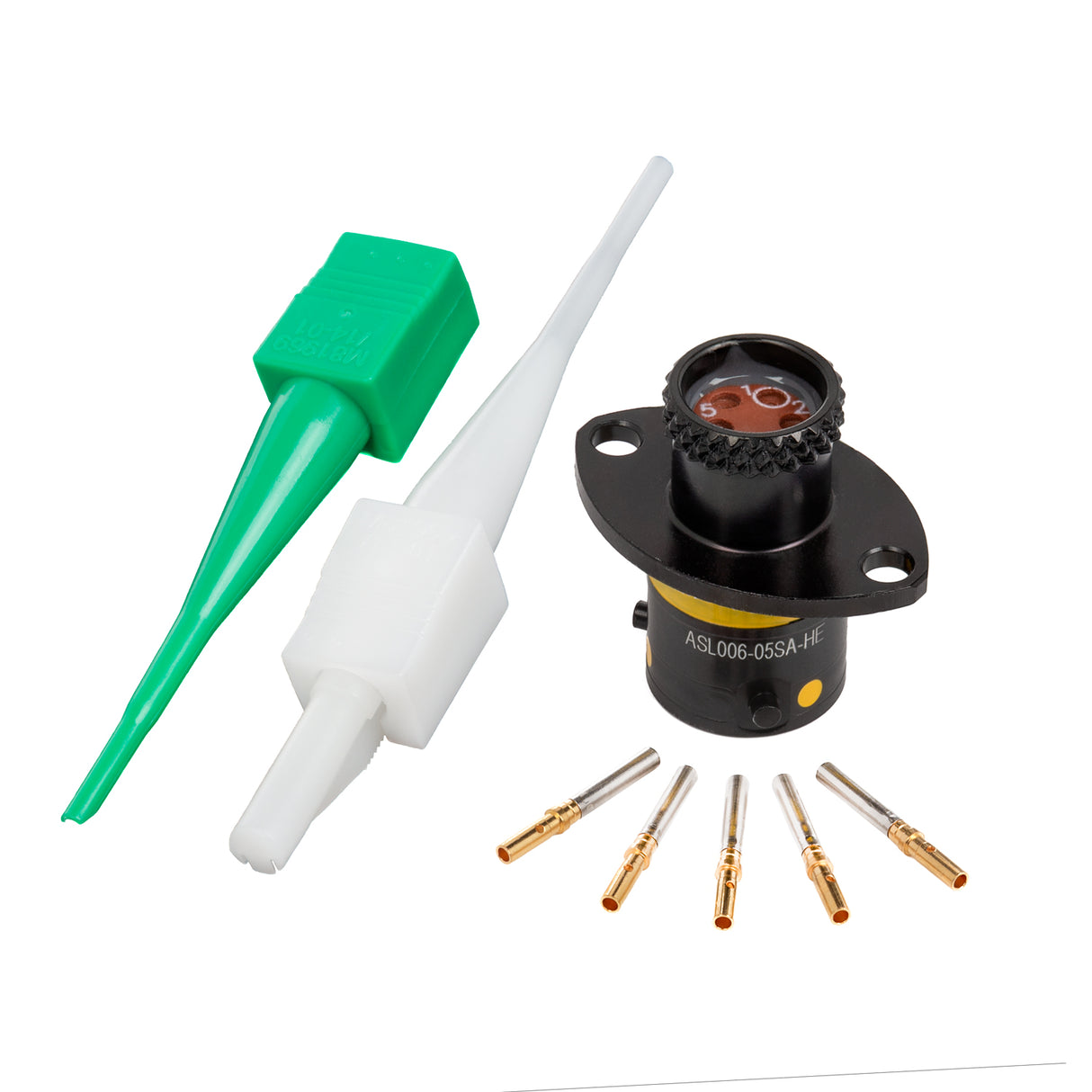 ASL006-05SA-HE - Autosport AS Microlite Series - 5 Pin Receptacle Kit - Flange Mount, Black/yellow stripe