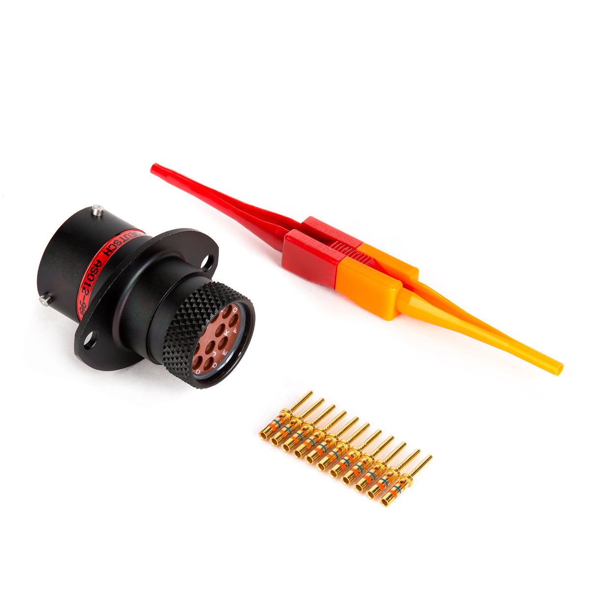 AS012-98PN - AS Series - Receptacle Kit - Shell Size 12, 10 Cavity, Size 20 Pins, 18-24 AWG, Flange, Red