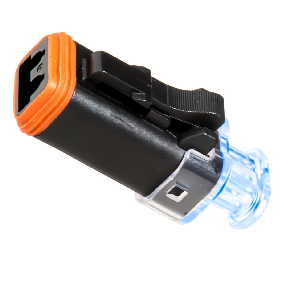 AT06-2S-LED2401 - AT Series - 2 Socket Plug - No Key, L.E.D. 24V, Clear Endcap, Black