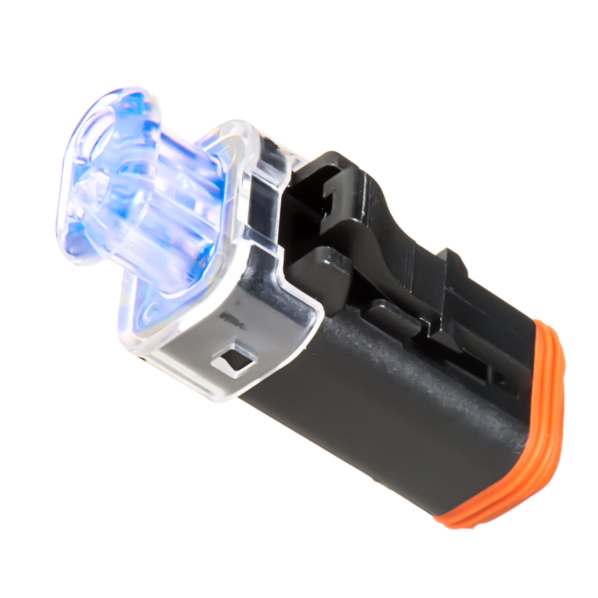 AT06-2S-LED2401 - AT Series - 2 Socket Plug - No Key, L.E.D. 24V, Clear Endcap, Black