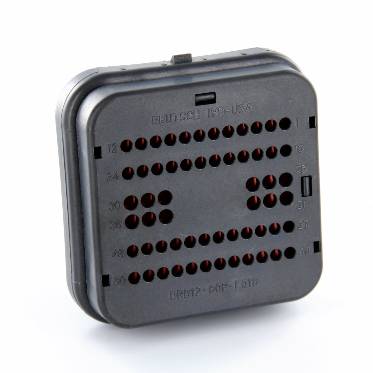 DRB12-60PAE-L018 - DRB Series - 60 Pin Receptacle - Wire Router, Flange, E Seal, A Key, Black