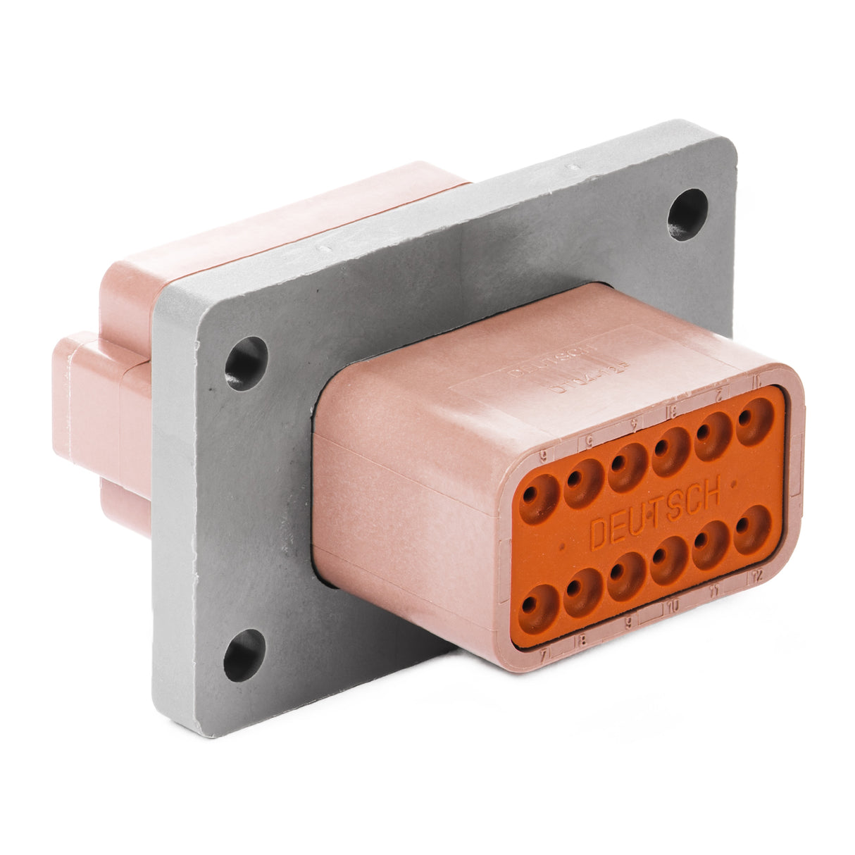 DT04-12PD-L012 - DT Series - 12 Pin Receptacle - D Key, Welded Flange, Brown