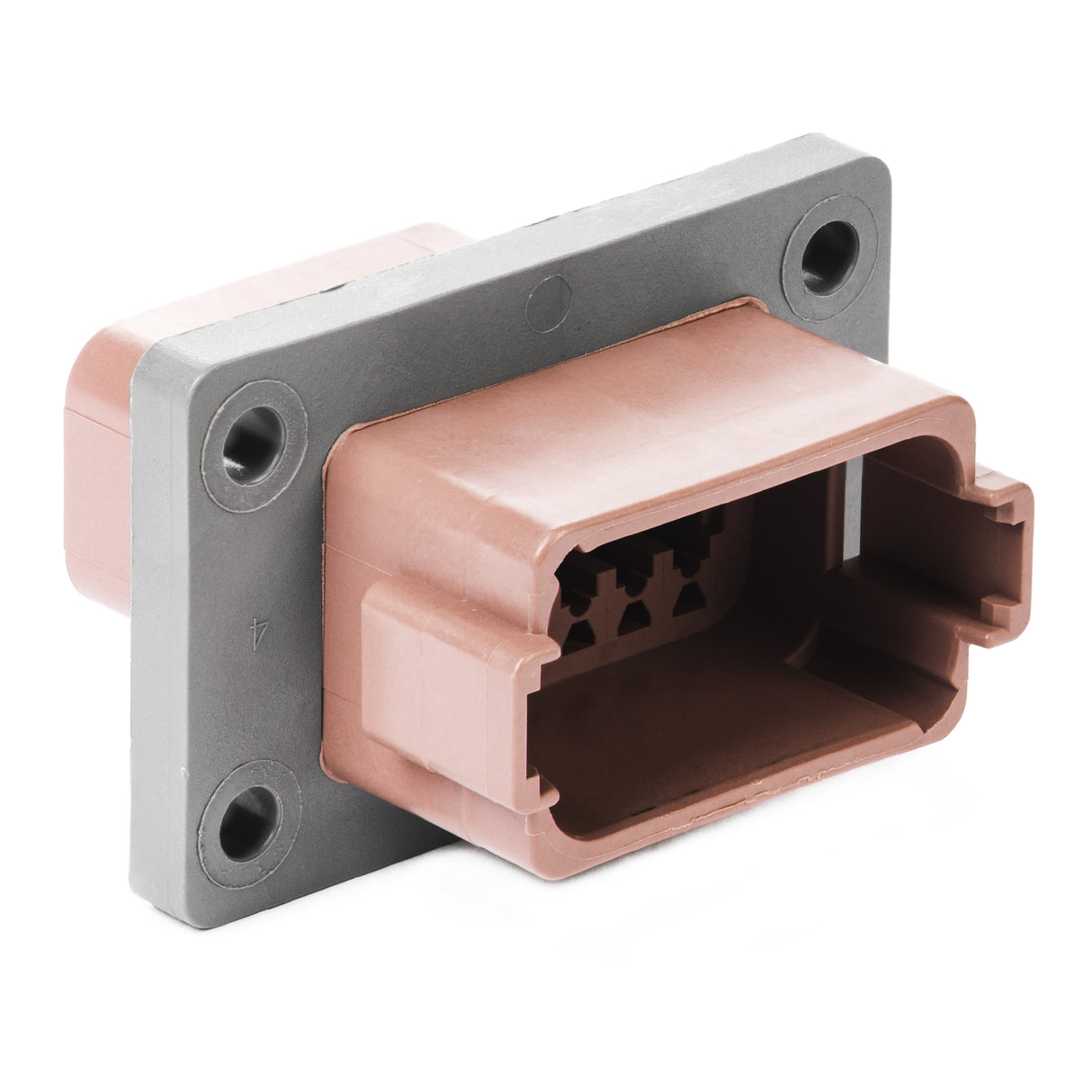DT04-12PD-L012 - DT Series - 12 Pin Receptacle - D Key, Welded Flange, Brown