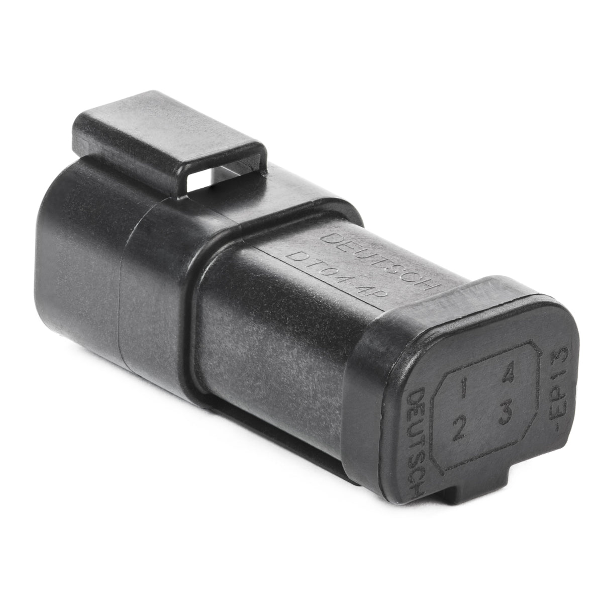 DT04-4P-EP13 - DT Series - 4 Pin Receptacle - Wedgelock Included, 4 Pin Buss, Nickel Contacts, Black