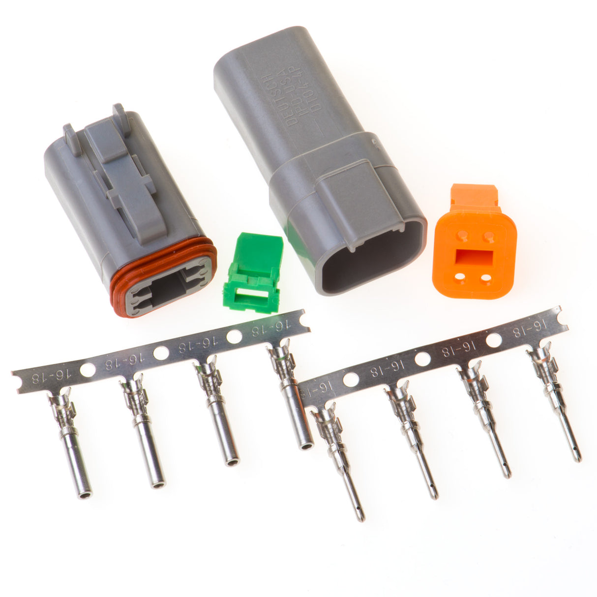 DT04GY - DT Series - 4 Pin Stamped and Formed Contact Connector Kit