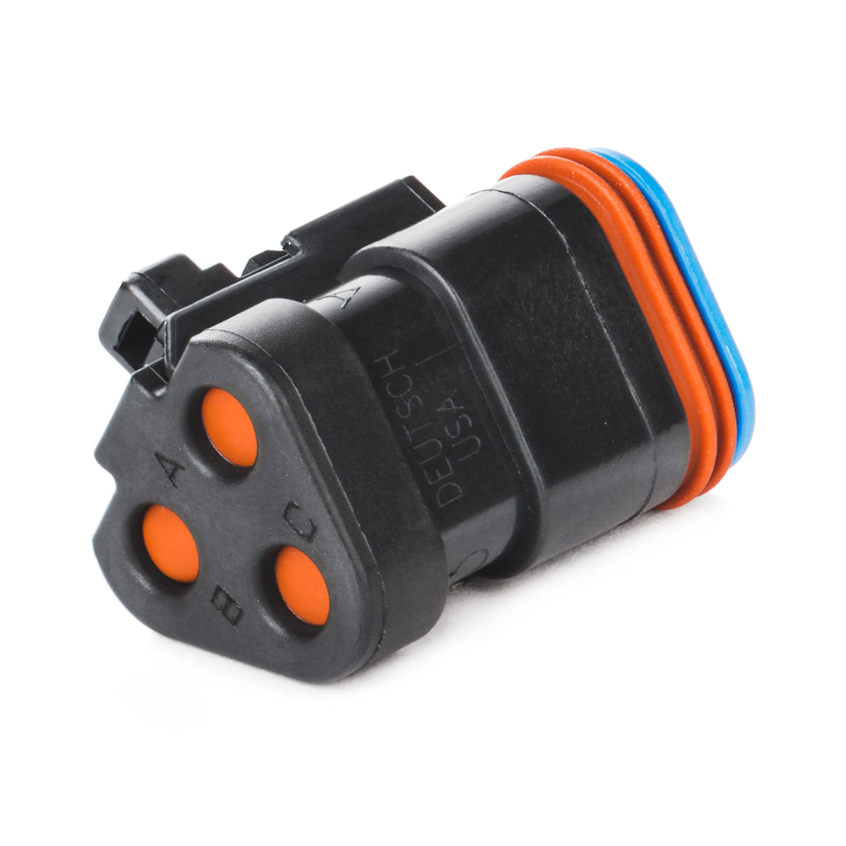 DT06-3S-EP10 - DT Series - 3 Socket Plug - Terminating Resistor, Gold Sockets, End Cap, J1939, Black