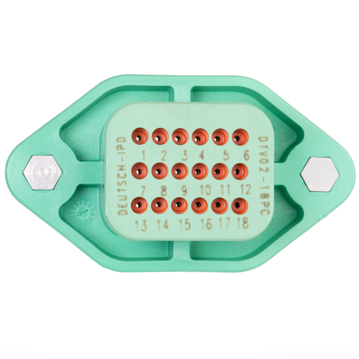 DTV02-18PC - DTV Series - 18 Pin Receptacle - Sealed Flange, Gasket, End Cap, C Key, Green