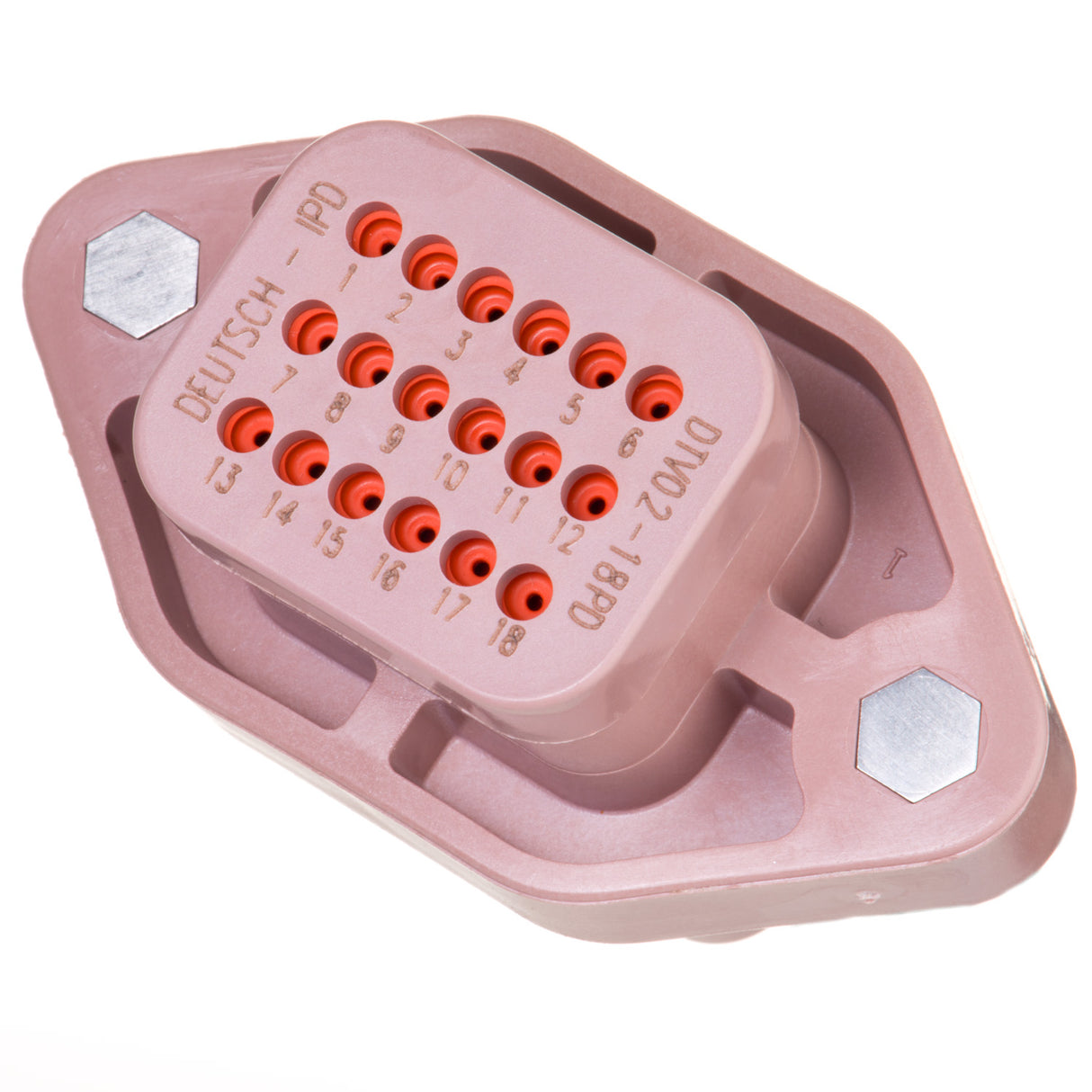 DTV02-18PD - DTV Series - 18 Pin Receptacle - Sealed Flange, Gasket, End Cap, D Key, Brown