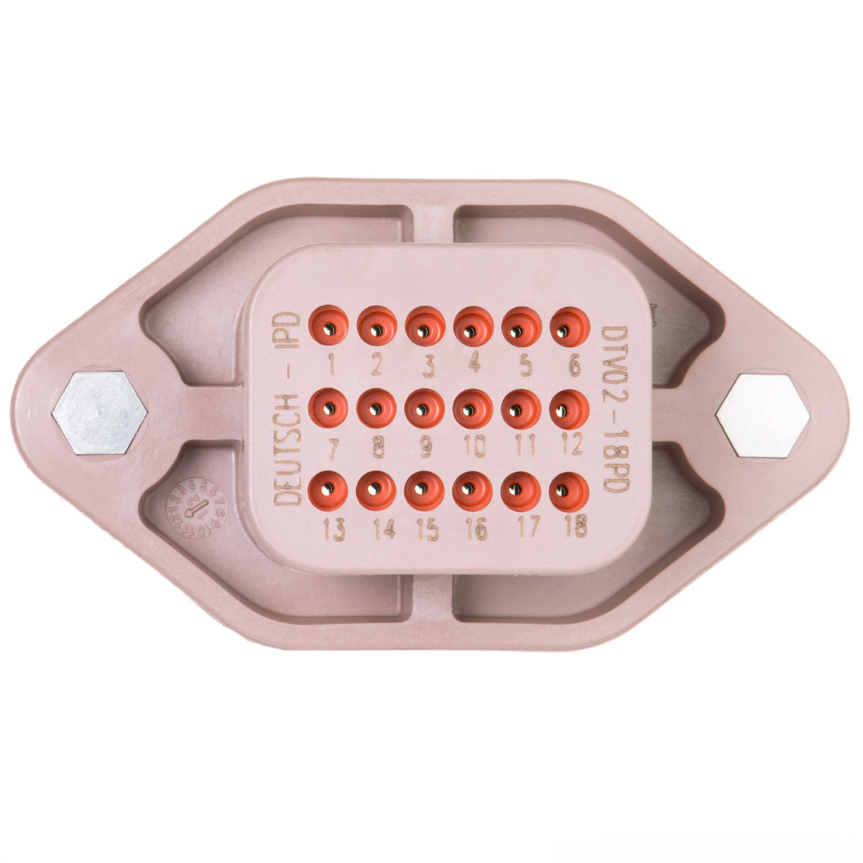 DTV02-18PD - DTV Series - 18 Pin Receptacle - Sealed Flange, Gasket, End Cap, D Key, Brown