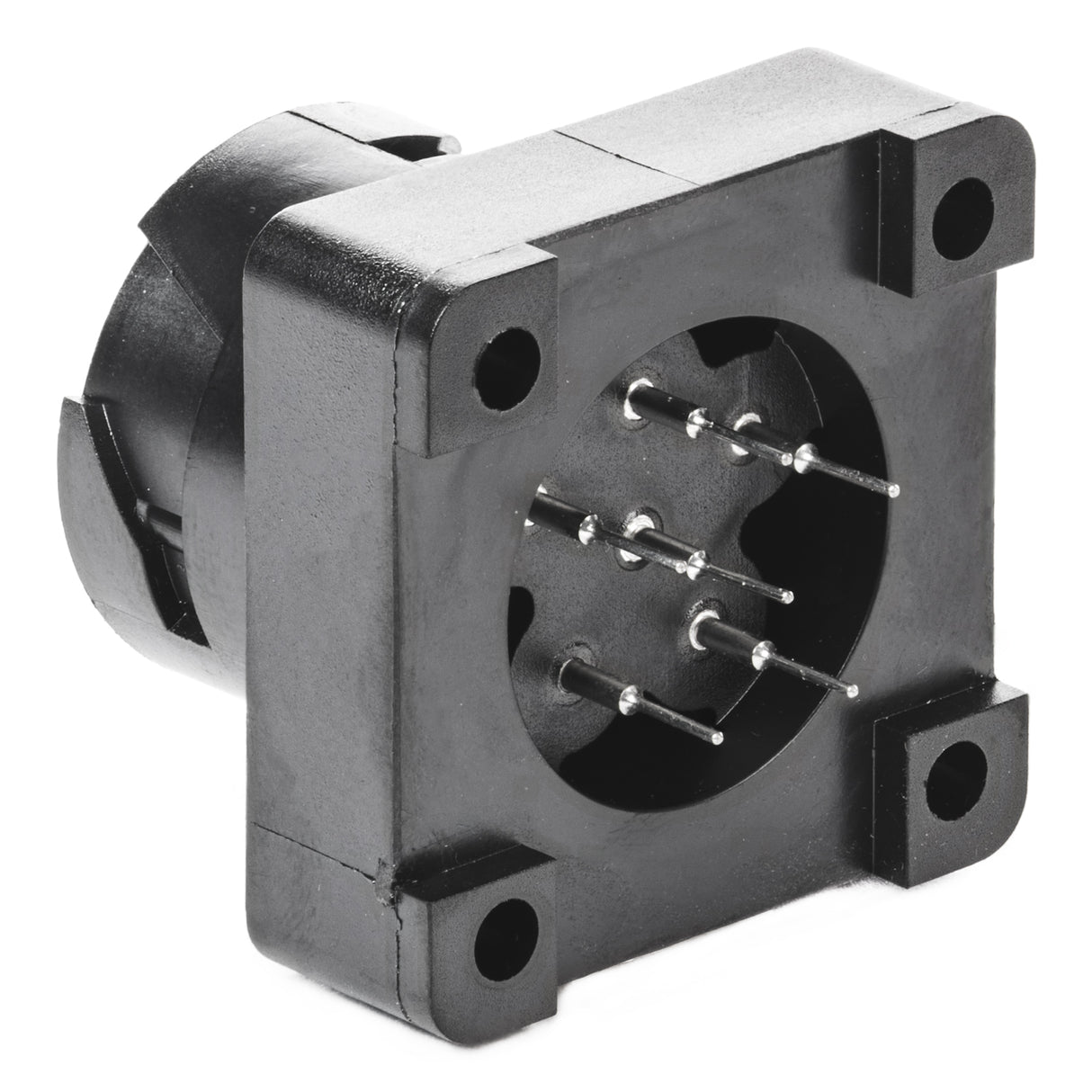 HD10-6-96P-N005 - HD10 Series - 6 Pin Receptacle - Molded-In Pins, PCB Mount, Black