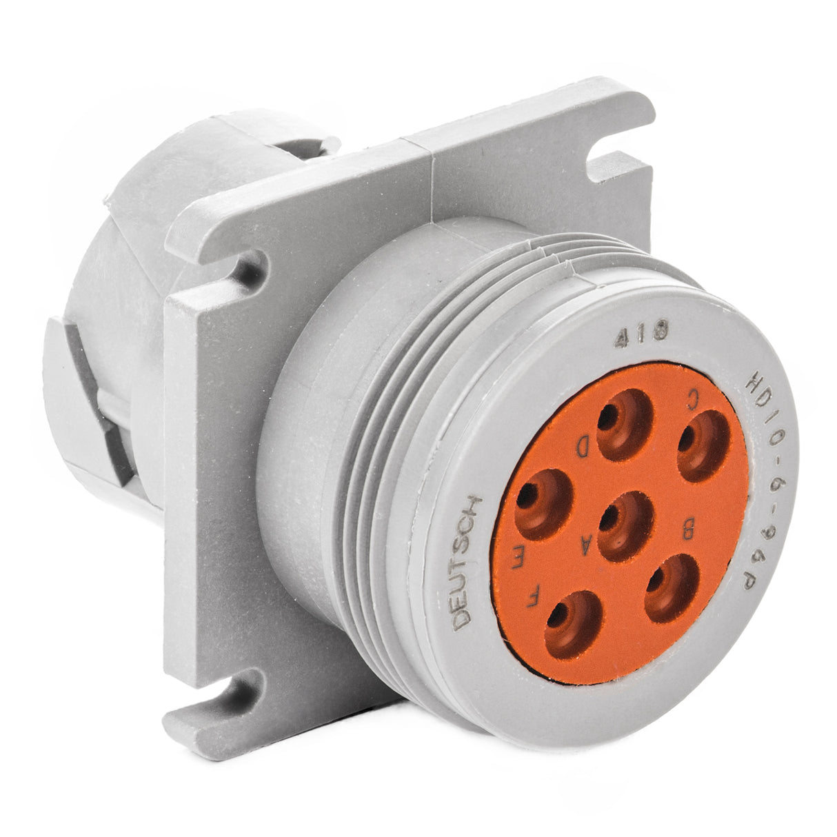 HD10-6-96P - HD10 Series - 6 Pin Receptacle - Threaded Rear, Flange, Gray