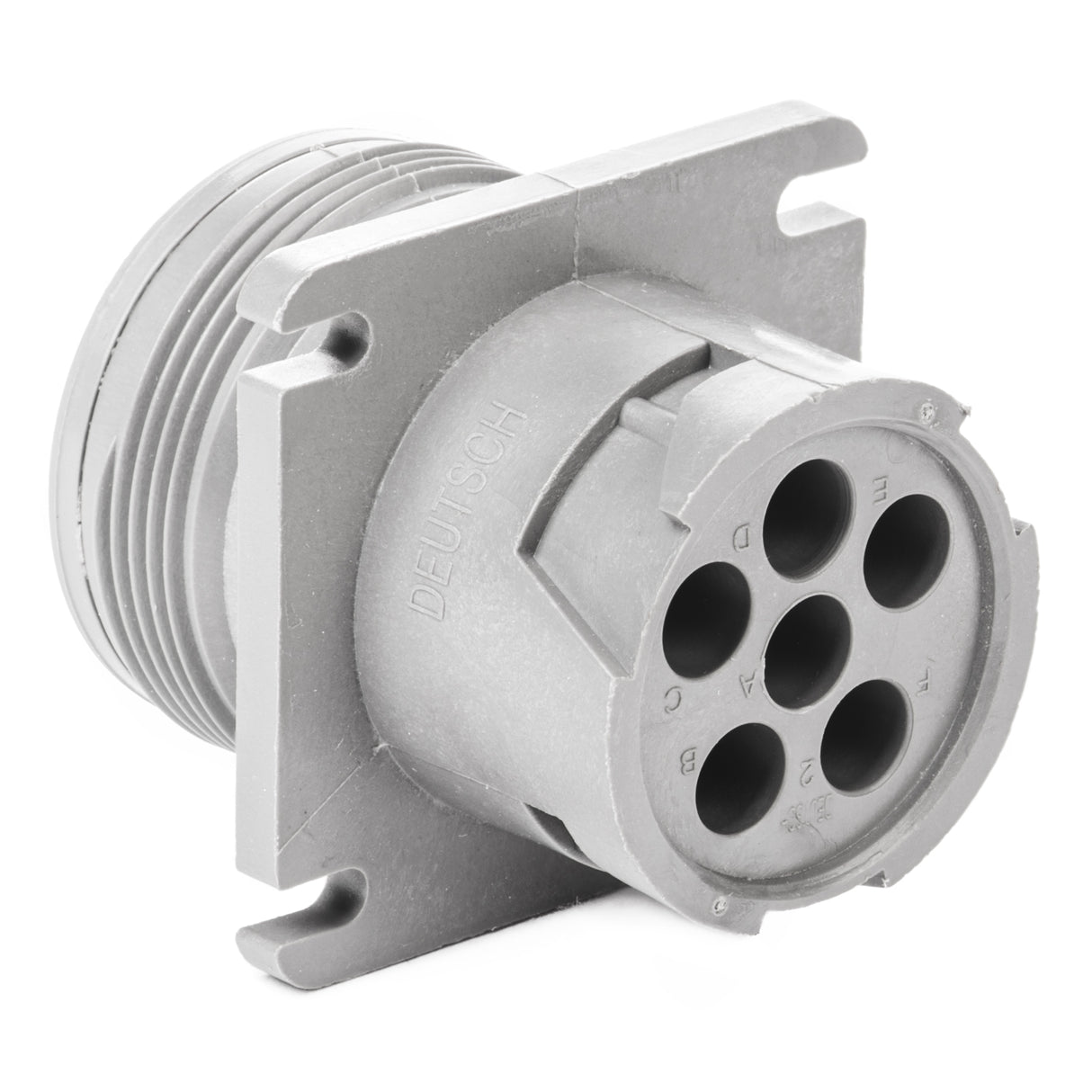 HD10-6-96P - HD10 Series - 6 Pin Receptacle - Threaded Rear, Flange, Gray
