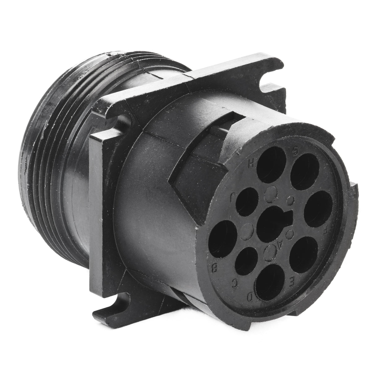 HD10-9-1939PE - HD10 Series - 9 Pin Receptacle - Threaded Rear, J1939, Flange, Black