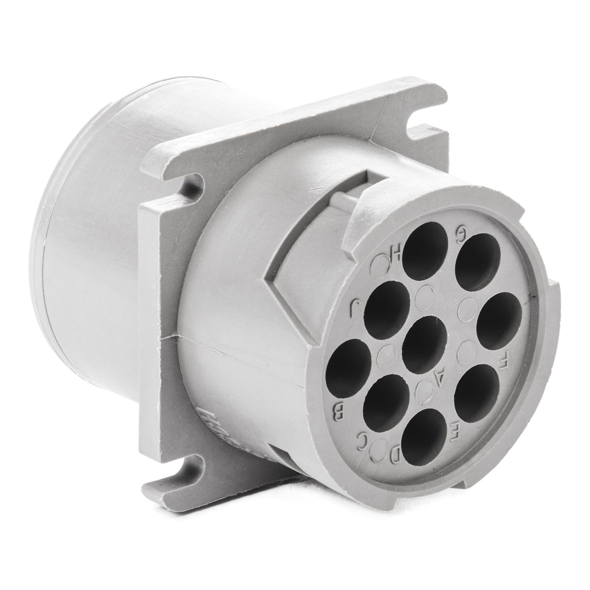 HD10-9-96P-B009 - HD10 Series - 9 Pin Receptacle - Non-Threaded Rear, Key Removed From Flange, Gray