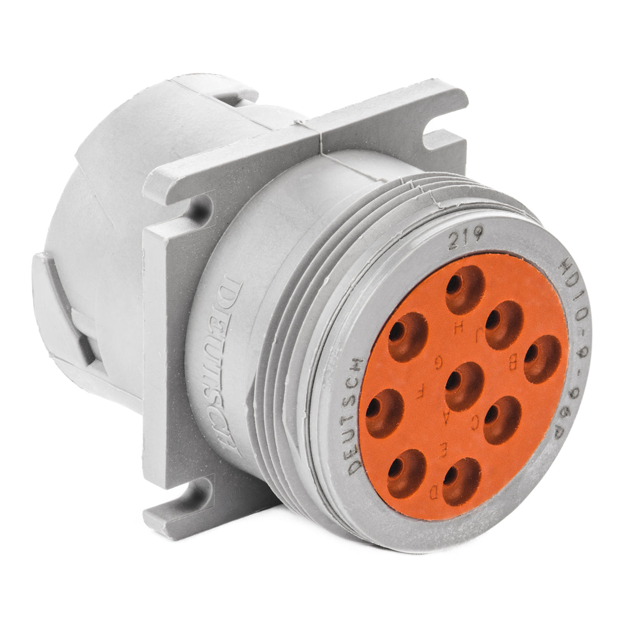 HD10-9-96P - HD10 Series - 9 Pin Receptacle - Threaded Rear, Flange, Gray