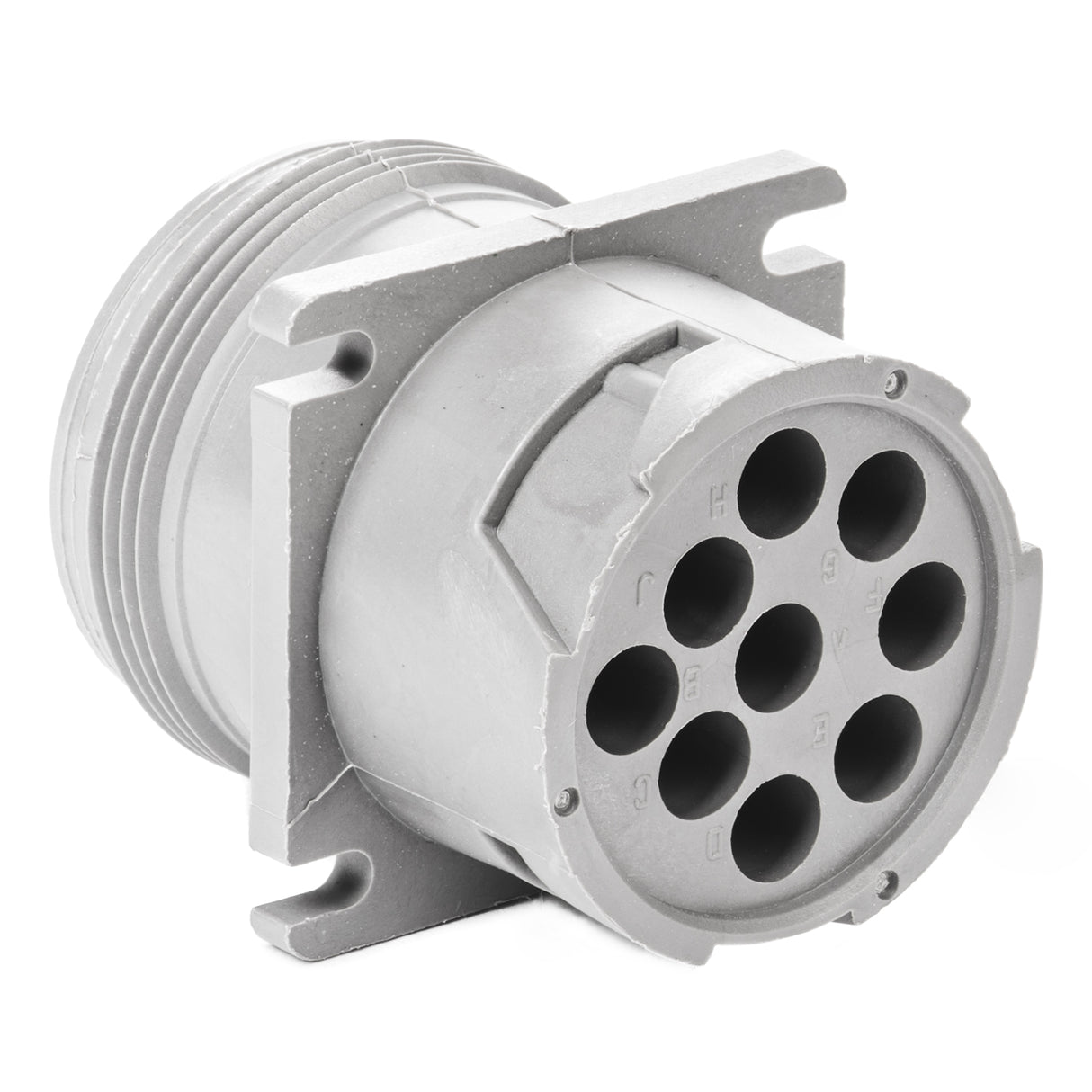 HD10-9-96P - HD10 Series - 9 Pin Receptacle - Threaded Rear, Flange, Gray