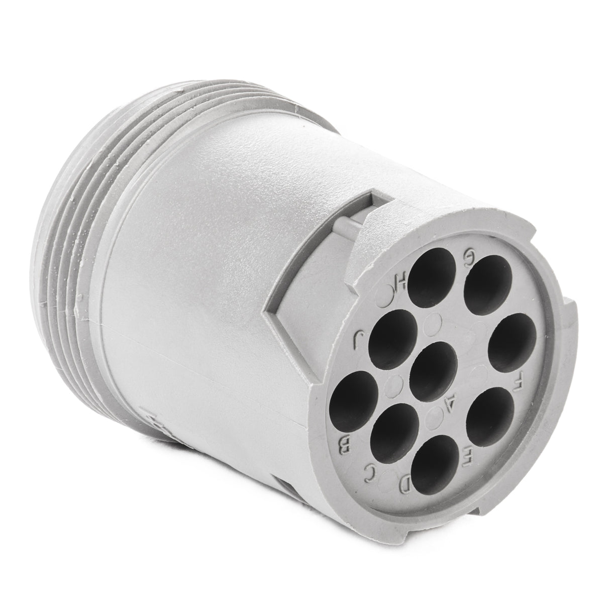 HD14-9-96P-C016 - HD10 Series - 9 Pin Receptacle - Cavities H, J Blocked, Threaded Rear, Gray
