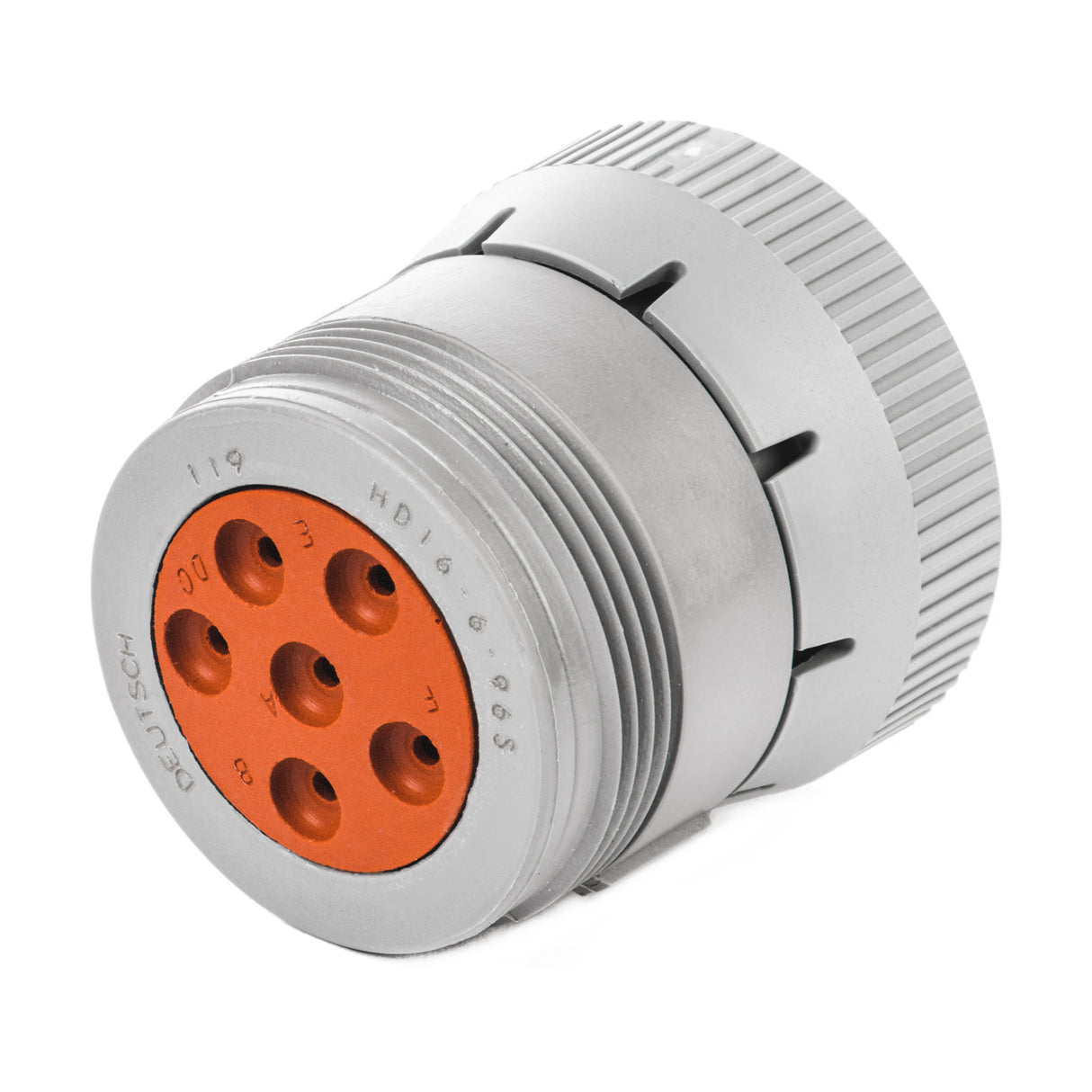 HD16-6-96S - HD10 Series - 6 Socket Plug- Threaded Rear, Gray