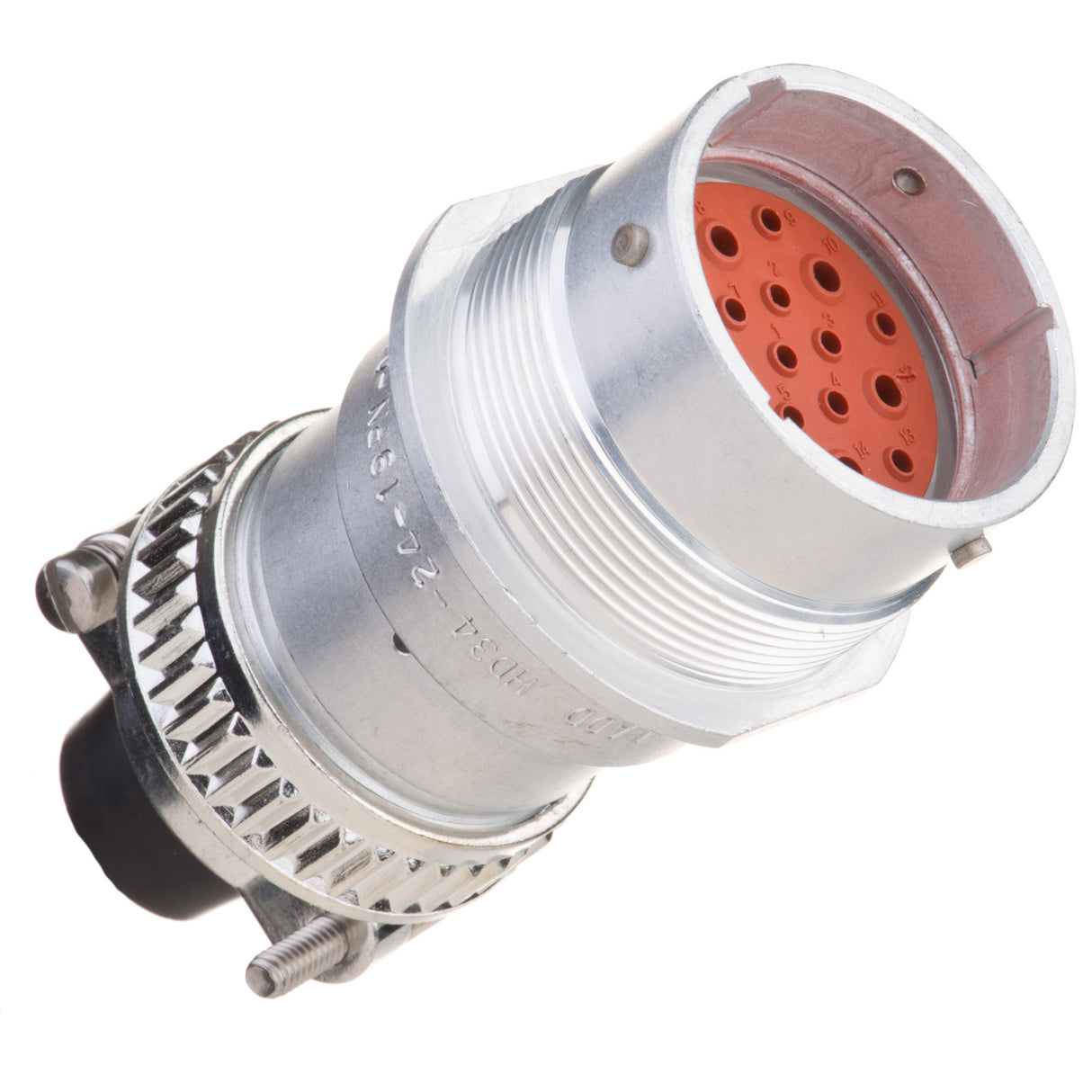 HD34-24-19PN-059 - HD30 Series - 19 Pin Receptacle - 24 Shell, N Seal, Cable Clamp, Flange