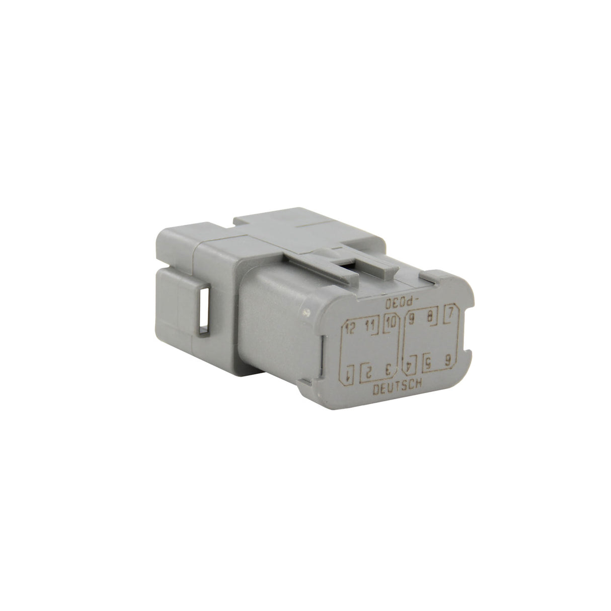 DT04-12PA-P030 - DT Series - 12 Pin Receptacle - A Key, Wedgelock included, (4) 3 Pin Busses, Nickel Contacts, Gray