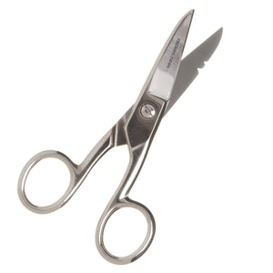 758SC050 - ELECTRICIANS SCISSORS/WIRE CUTTER/WIRE STRIPPER - NICKEL PLATED SOLID STEEL - DOUBLE STRIPPING NOTCH