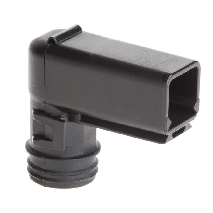 1011-230-0205 - DT Series - Backshell 2 Cavity Receptacle - Right Angle, Black