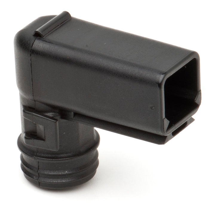 1011-258-0205 - DT Series - Backshell for 2 Cavity Receptacle - Right Angle w/ Internal Strain Relief, Black