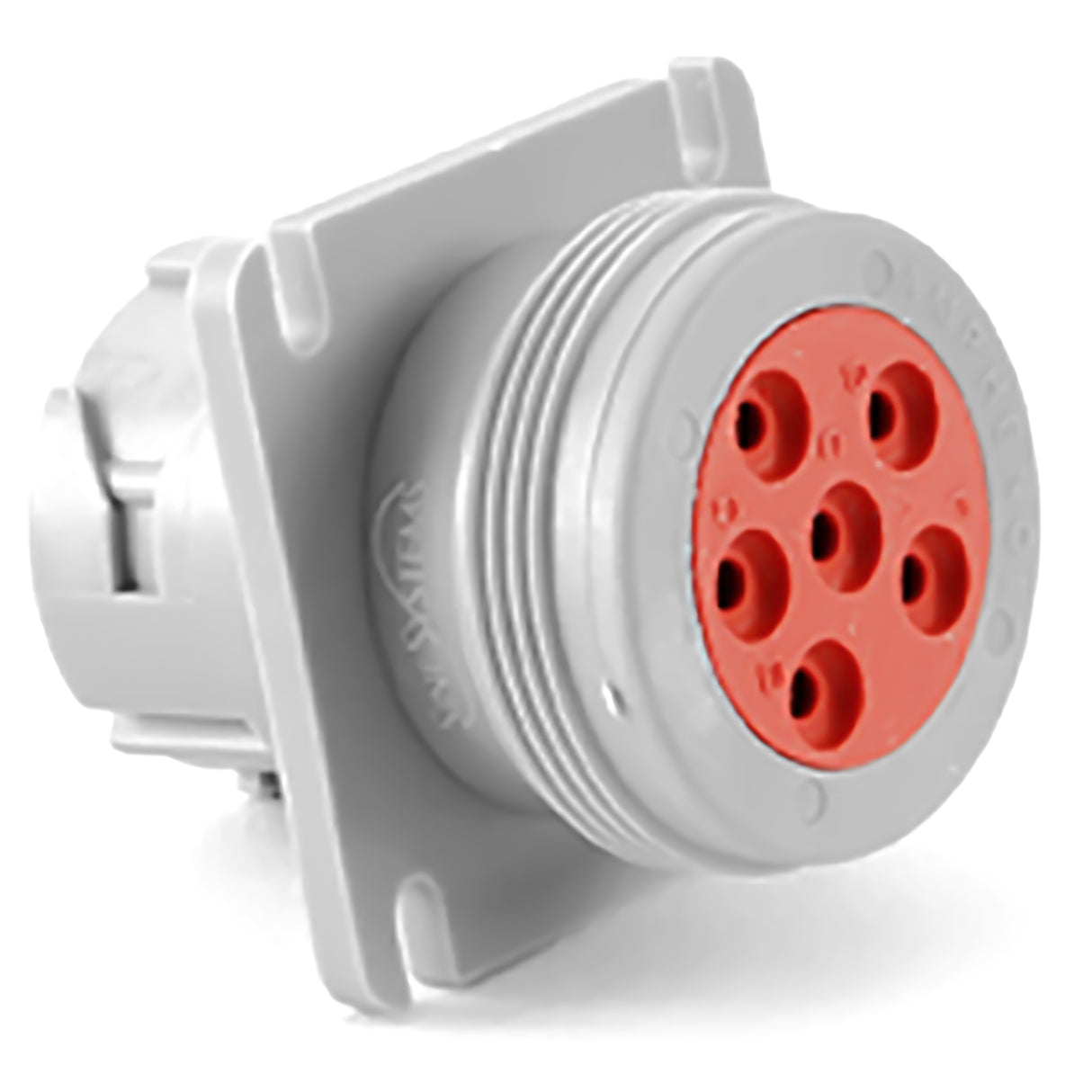 AHD10-6-12P-L - AHD Series - 6 Pin Receptacle - Flange, Gray