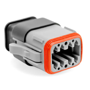 AT06-08SA-SRGRY - AT/SR01 Series - 8 Socket Plug - A Key, Strain Relief W/Endcap, Standard Seal, Gray