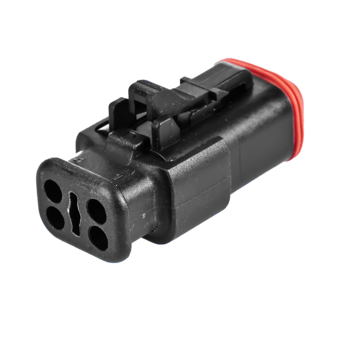 AT06-4S-SR01BLK - AT/SR01 Series-  4 Socket Plug - Strain Relief W/Endcap, Standard Seal, Black