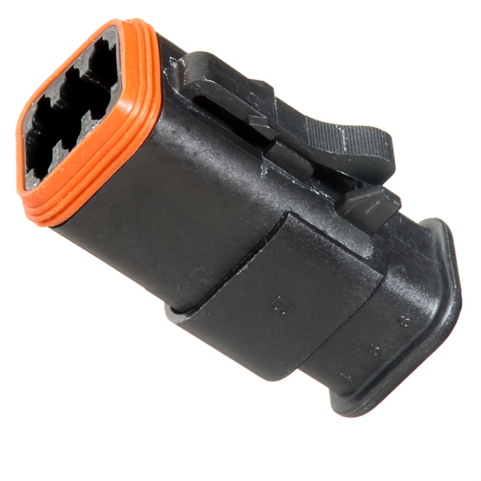 AT06-6S-SR01BLK - AT/SR01 Series - 6 Socket Plug - Strain Relief W/Endcap, Standard Seal, Black