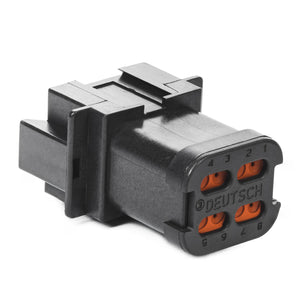 DT04-08PA-CE03 - DT Series - 8 Pin Receptacle - A Key, Reduced Dia. Seals, End Cap, Black