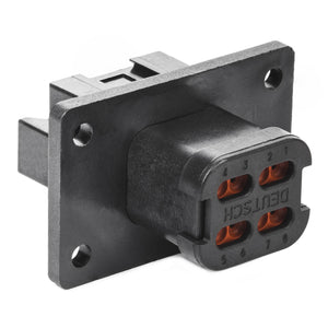 DT04-08PA-LE11 - DT Series - 8 Pin Receptacle - A Key, Flange, End Cap, Black
