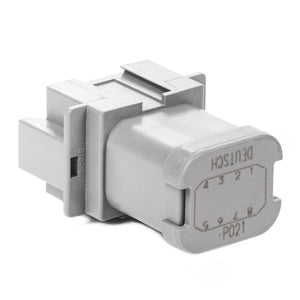 DT04-08PA-P021 - DT Series - 8 Pin Receptacle - A Key, 8 Pin Buss, Nickel Contacts, In-line, Gray