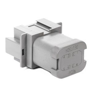 DT04-08PA-P026 - DT - 8 Pin Receptacle - A Key, (2) 4 pin buss, In-Line, Gray