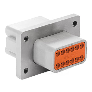 DT04-12PA-BL04 - DT Series - 12 Pin Receptacle - Enhanced A Key, Flange, Gray