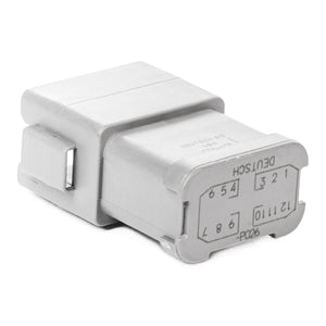 DT04-12PA-P026 - DT Series - 12 Pin Receptacle - A Key, (2) 6 Pin Busses, Nickle Contacts, Gray