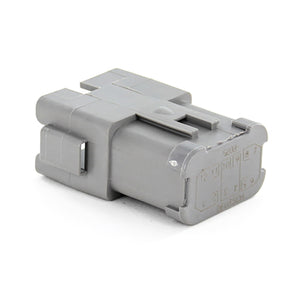 DT04-12PA-P075 - DT Series - 12 Pin Receptacle - A Key, (3) 4 Pin Busses, Nickel Pins, Gray