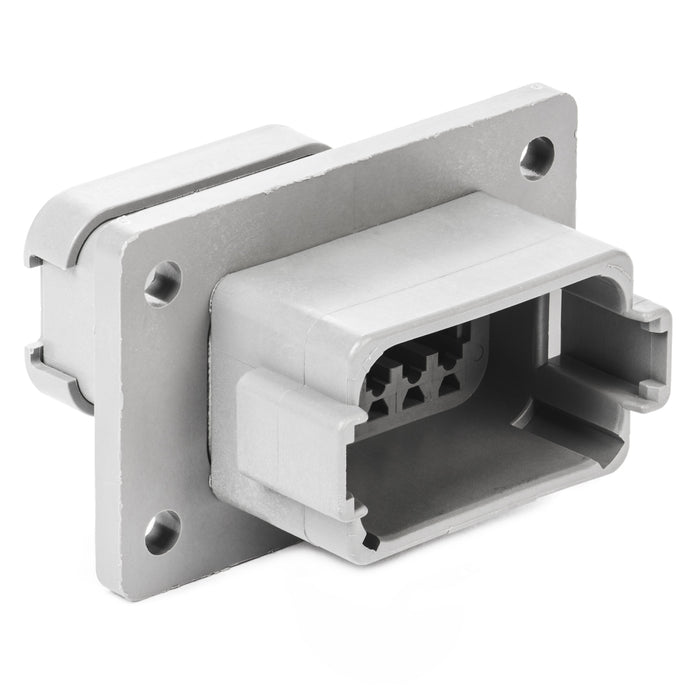 DT04-12PA-LE07 - DT Series - 12 Pin Receptacle - A Key, Welded Flange, End Cap, Gray