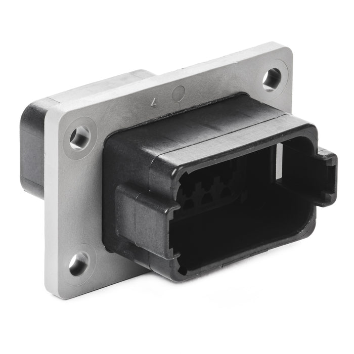 DT04-12PB-BL04 - DT Series - 12 Pin Receptacle - Enhanced B Key, Welded Flange, Black