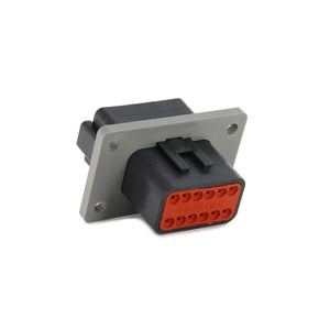 DT04-12PB-L012 - DT Series - 12 Pin Receptacle - B Key, Welded Flange, Black