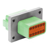 DT04-12PC-L012 - DT Series - 12 Pin Receptacle - C Key, Welded Flange, Green