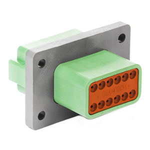 DT04-12PC-L012 - DT Series - 12 Pin Receptacle - C Key, Welded Flange, Green