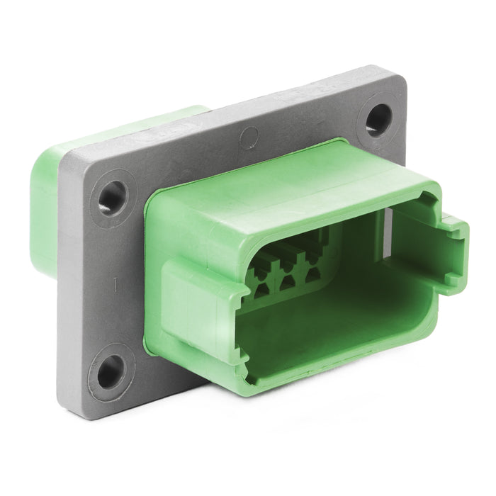 DT04-12PC-L012 - DT Series - 12 Pin Receptacle - C Key, Welded Flange, Green