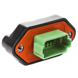 DT04-12PC-LE01 - DT Series - 12 Pin Receptacle - C Key, Sealed Flange Gasket, End Cap, Green