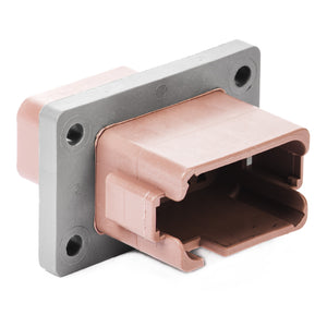 DT04-12PD-BL04 - DT Series - 12 Pin Receptacle - Enhanced D Key, Welded Flange, Brown