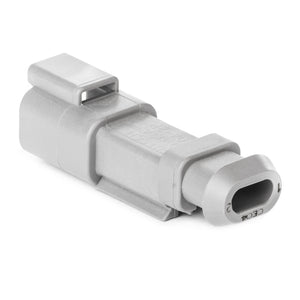 DT04-2P-CE04 - DT Series -  2 Pin Receptacle - Reduced Dia. Seals, Shrink Boot Adapter, Gray